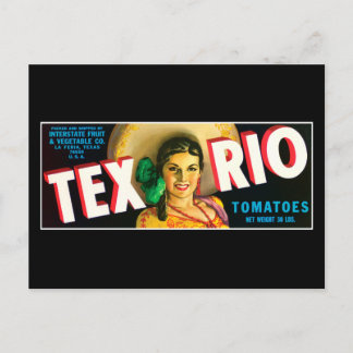 Cartão Postal Etiqueta De Tomates Vintage Tex Rio