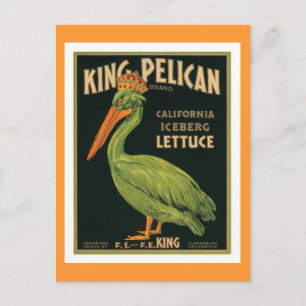 Cartão Postal Etiqueta de Vintage do Rei Pelicano