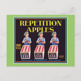 Cartão Postal Etiqueta de Vintagem de Maçãs de Repetição