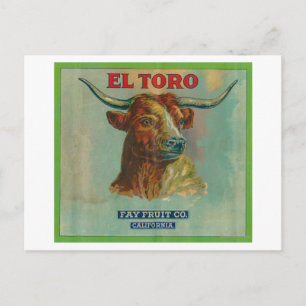 Cartão Postal Etiqueta Laranja El Toro