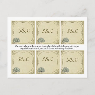 Cartão Postal Etiquetas de Favor do Casamento de Peacock Vintage