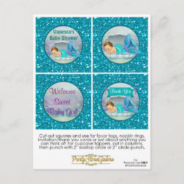 Cartão Postal Etiquetas de favorecimento do Cupcake de Sereia 13