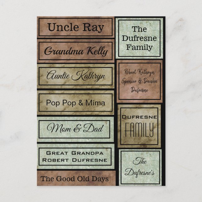 Cartão Postal Etiquetas de Scrapbook Personalizadas (Frente)