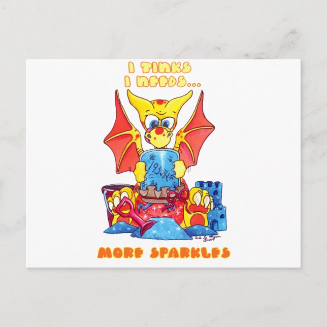 Cartão Postal Eu acho que preciso de mais dragão de bebê giro (Frente)