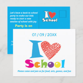 Cartão Postal Eu Adoro A Escola. De volta à escola. Graduação de