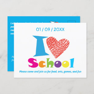 Cartão Postal Eu Adoro A Escola. De volta à escola. Graduação de