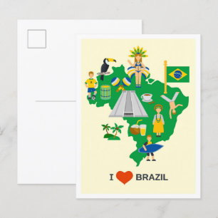 Cartão Postal Eu adoro a ilustração da Viagens vintage de Arte d