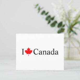 Cartão Postal Eu adoro a tipografia canadiana com folha vermelha