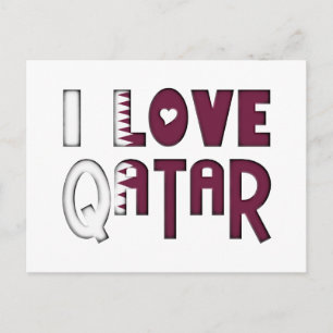 Cartão Postal Eu adoro a tipografia do Qatar, coração bonito n
