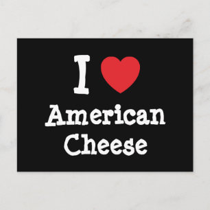 Cartão Postal Eu adoro camiseta de coração de queijo americano