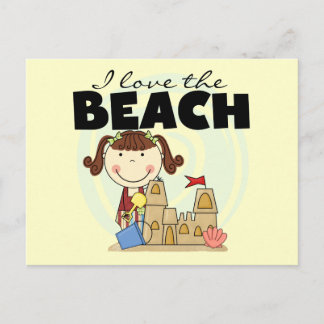 Cartão Postal Eu adoro Camisetas e presentes da Beach Brunette G