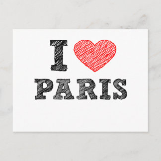 Cartão Postal Eu Adoro Esquema de Paris