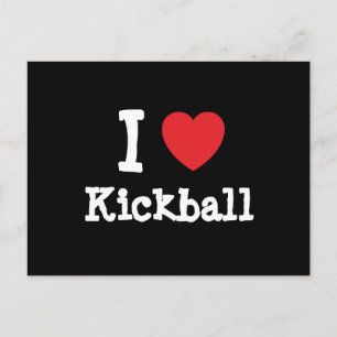 Cartão Postal Eu adoro o coração de Kickball personalizado