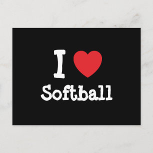 Cartão Postal Eu adoro o Softball coração personalizado