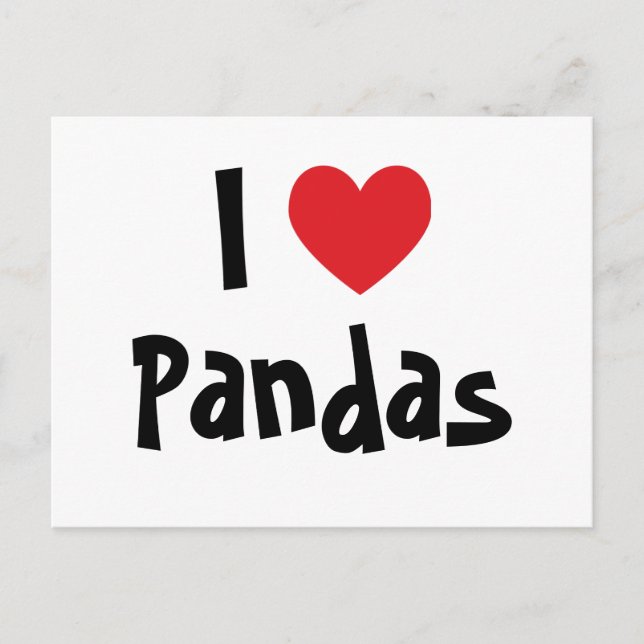 Cartão Postal Eu Adoro Pandas (Frente)
