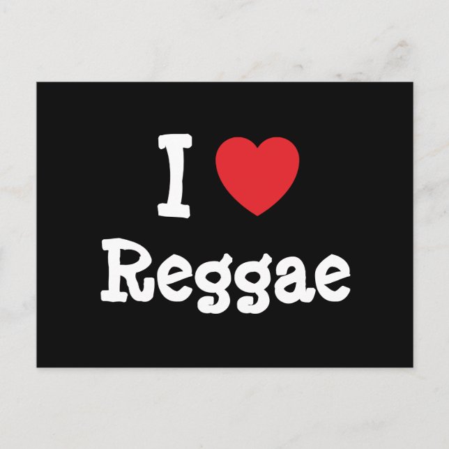 Cartão Postal Eu adoro Reggae coração personalizado (Frente)