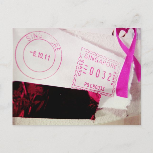 Cartão Postal Eu Adoro Snailmail - De Cingapura Com Amor (Frente)