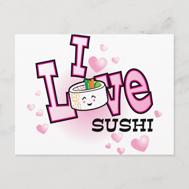 Cartão Postal Eu adoro sushi (Frente)