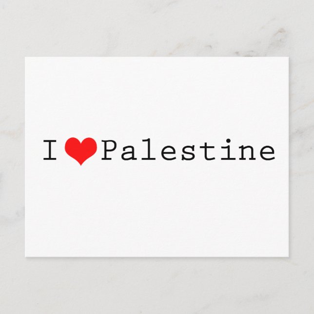 Cartão Postal Eu amo a Palestina (Frente)