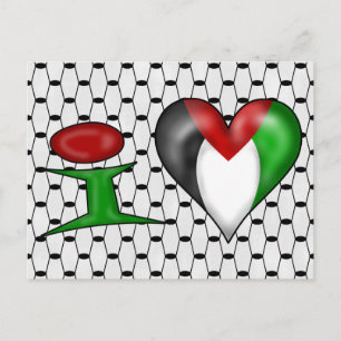 Cartão Postal Eu amo a Palestina Eu Coração Palestina