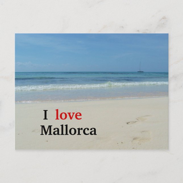 Cartão Postal Eu amo a praia de Maiorca (Frente)