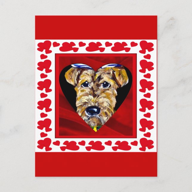 Cartão Postal Eu Amo Airedales (Frente)