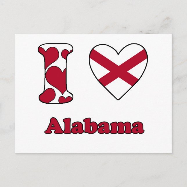 Cartão Postal Eu amo Alabama (Frente)