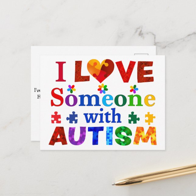 Cartão Postal Eu amo alguém com AUTISM (Frente/Verso In Situ)