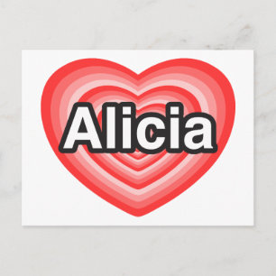 Cartão Postal Eu amo Alicia. Eu te amo Alicia. Coração