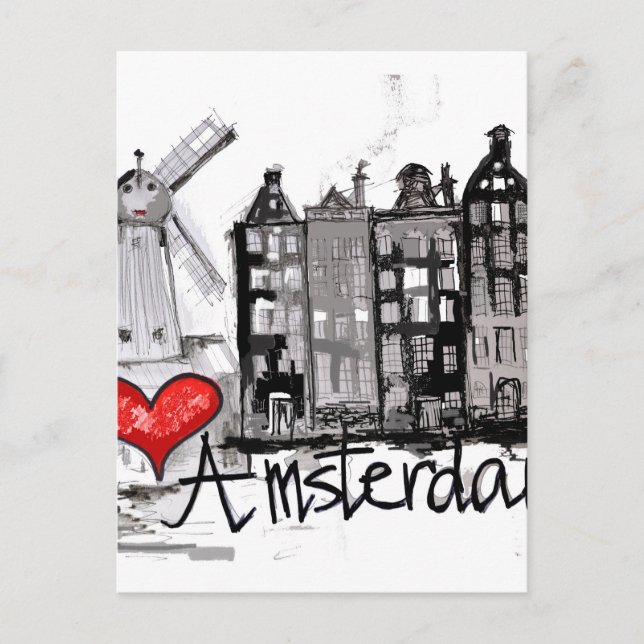 Cartão Postal Eu amo Amsterdã (Frente)
