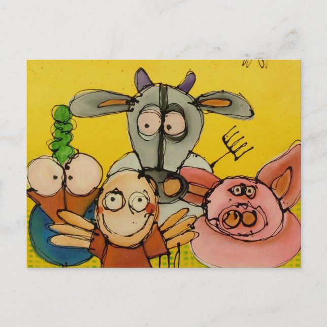 Cartão Postal eu amo animais (Frente)