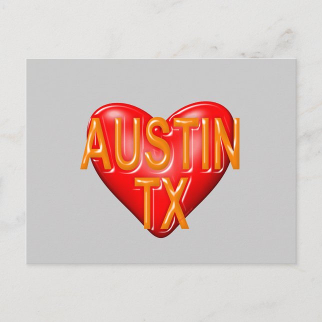 Cartão Postal Eu amo Austin Texas (Frente)