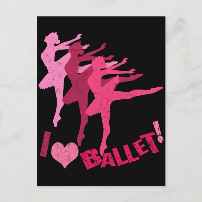 Cartão Postal Eu amo Ballet (Frente)