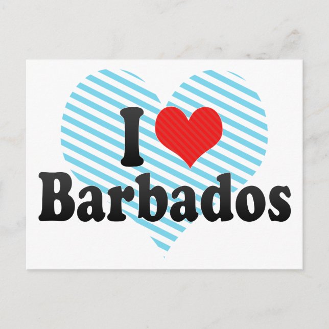 Cartão Postal Eu amo Barbados (Frente)