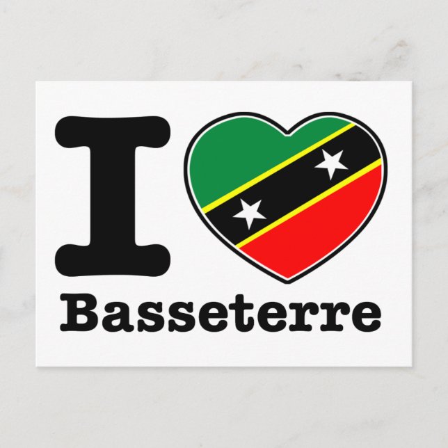 Cartão Postal Eu amo Basseterre (Frente)