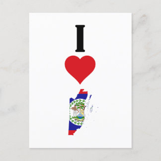 Cartão Postal Eu Amo Belize Vertical I Heart Country Flag Map