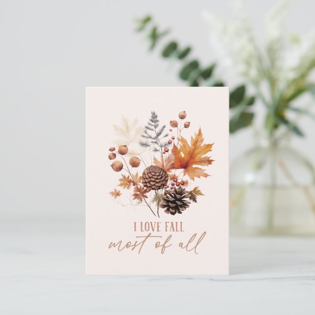 Cartão Postal Eu Amo Cair A Maioria De Folhagem De Folhas (Em pé/Frente)