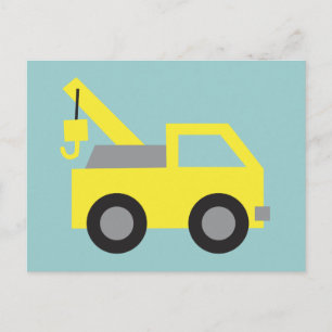 Cartão Postal Eu amo caminhões, veículo amarelo fofo para crianç