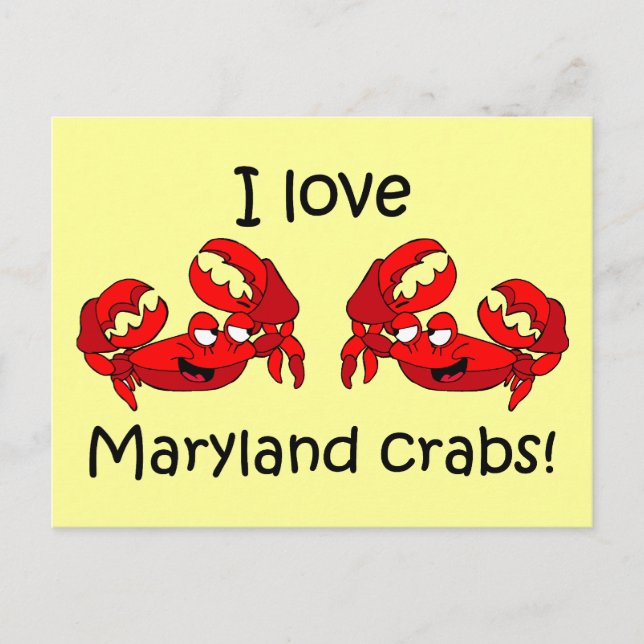 Cartão Postal Eu amo caranguejos da Maryland! (Frente)
