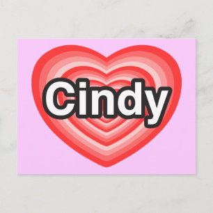Cartão Postal Eu amo Cindy. Eu te amo Cindy. Coração