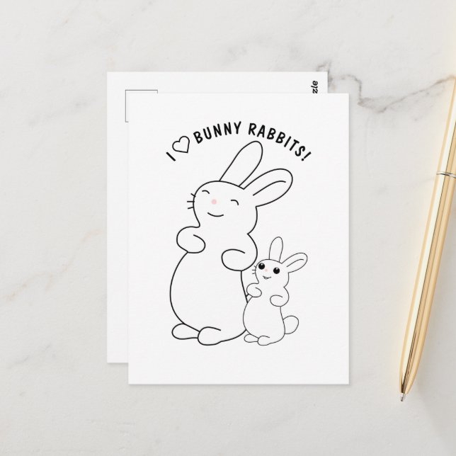 Cartão Postal Eu Amo Coelhos (Frente/Verso In Situ)