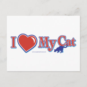 Cartão Postal Eu Amo Coração Meu Gato