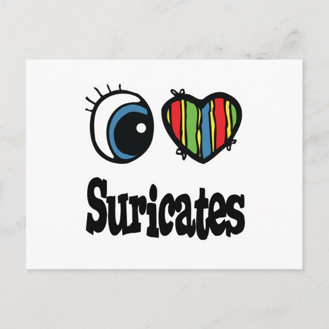 Cartão Postal Eu Amo (Coração) Suricatos (Frente)
