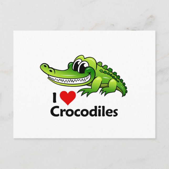 Cartão Postal Eu Amo Crocodilos (Frente)