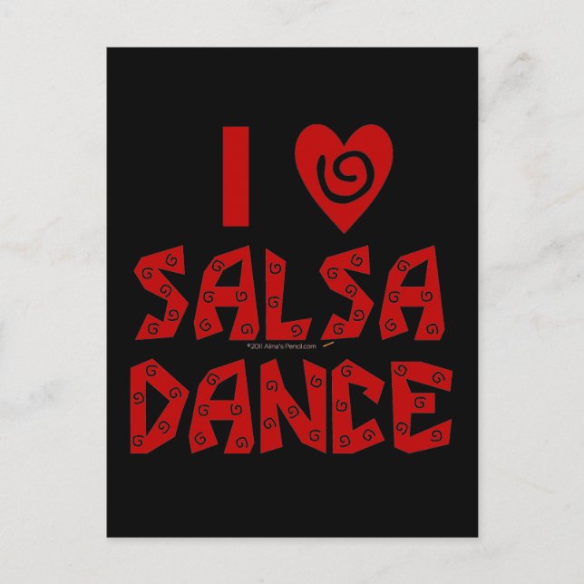 Cartão Postal Eu Amo Dança Salsa Amante da Dança Personalizada (Frente)