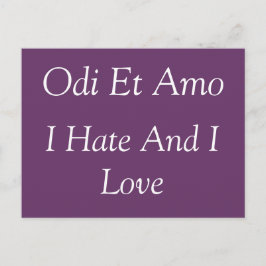 Cartão Postal Eu amo e odeio - citação de Catullus