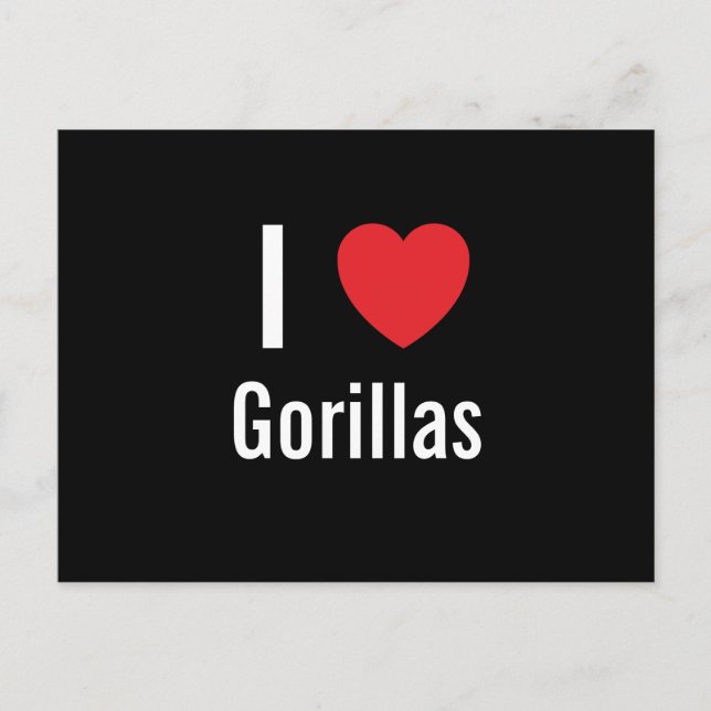 Cartão Postal Eu amo Gorillas (Frente)