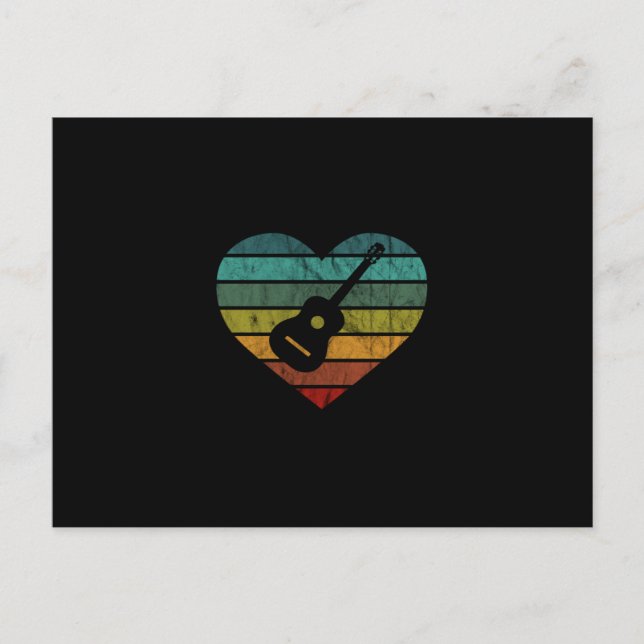Cartão Postal Eu Amo Guitaristas Com Violão Acústico (Frente)