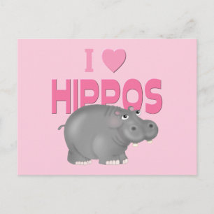 Cartão Postal Eu Amo Hippos