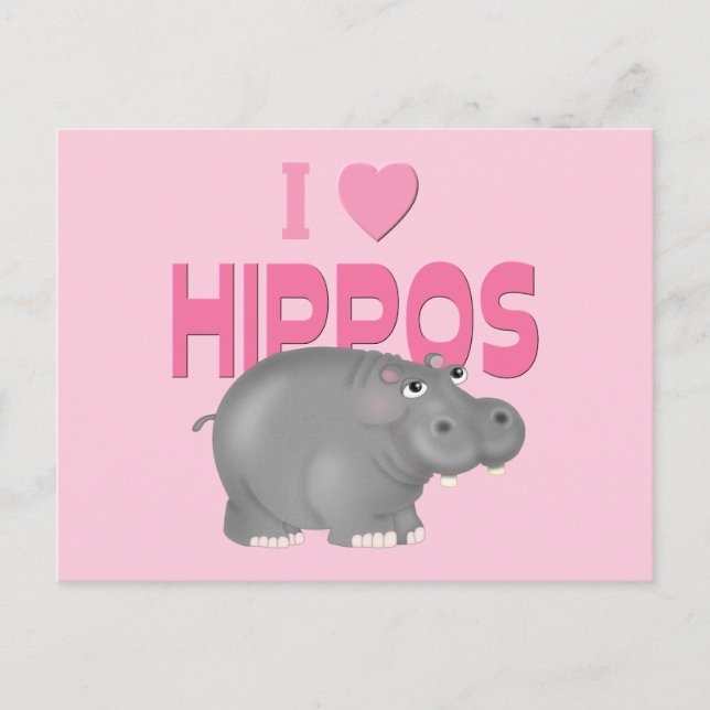 Cartão Postal Eu Amo Hippos (Frente)